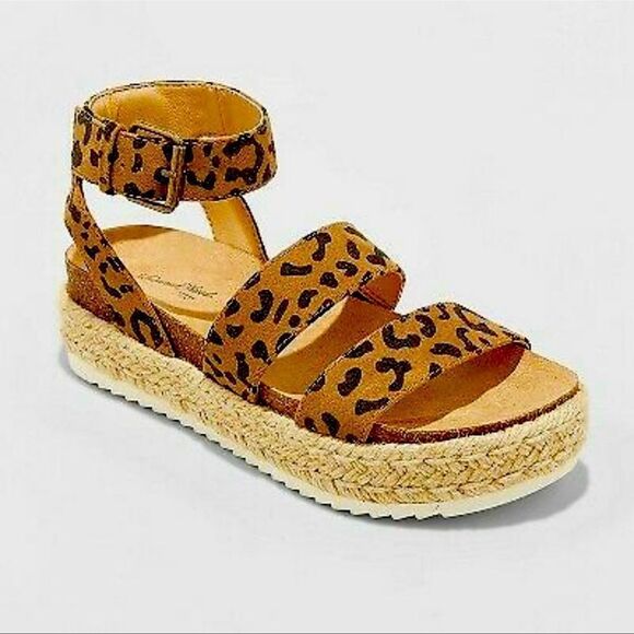Agnes Microsuede Leopard Print Platform Sandals - Picture 1 of 5
